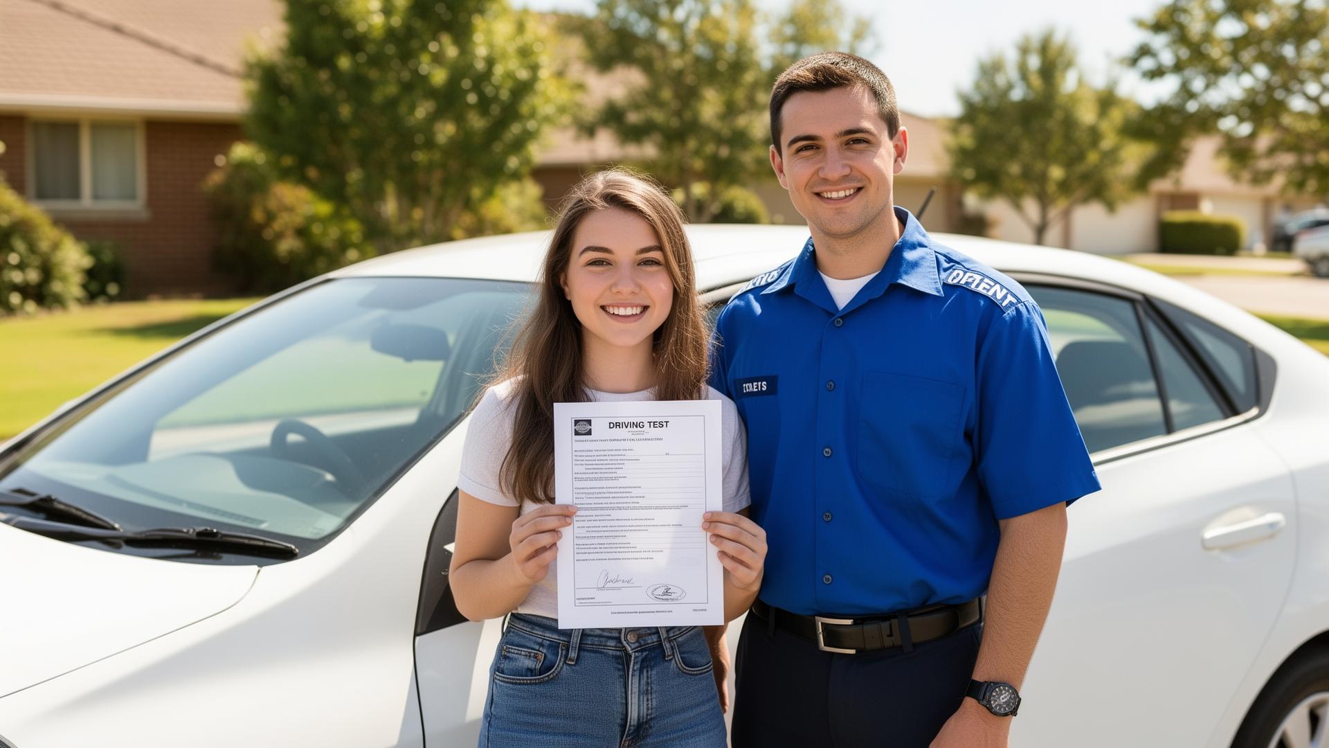 Student celebrating passing G2 road test after Steerly driving assessment